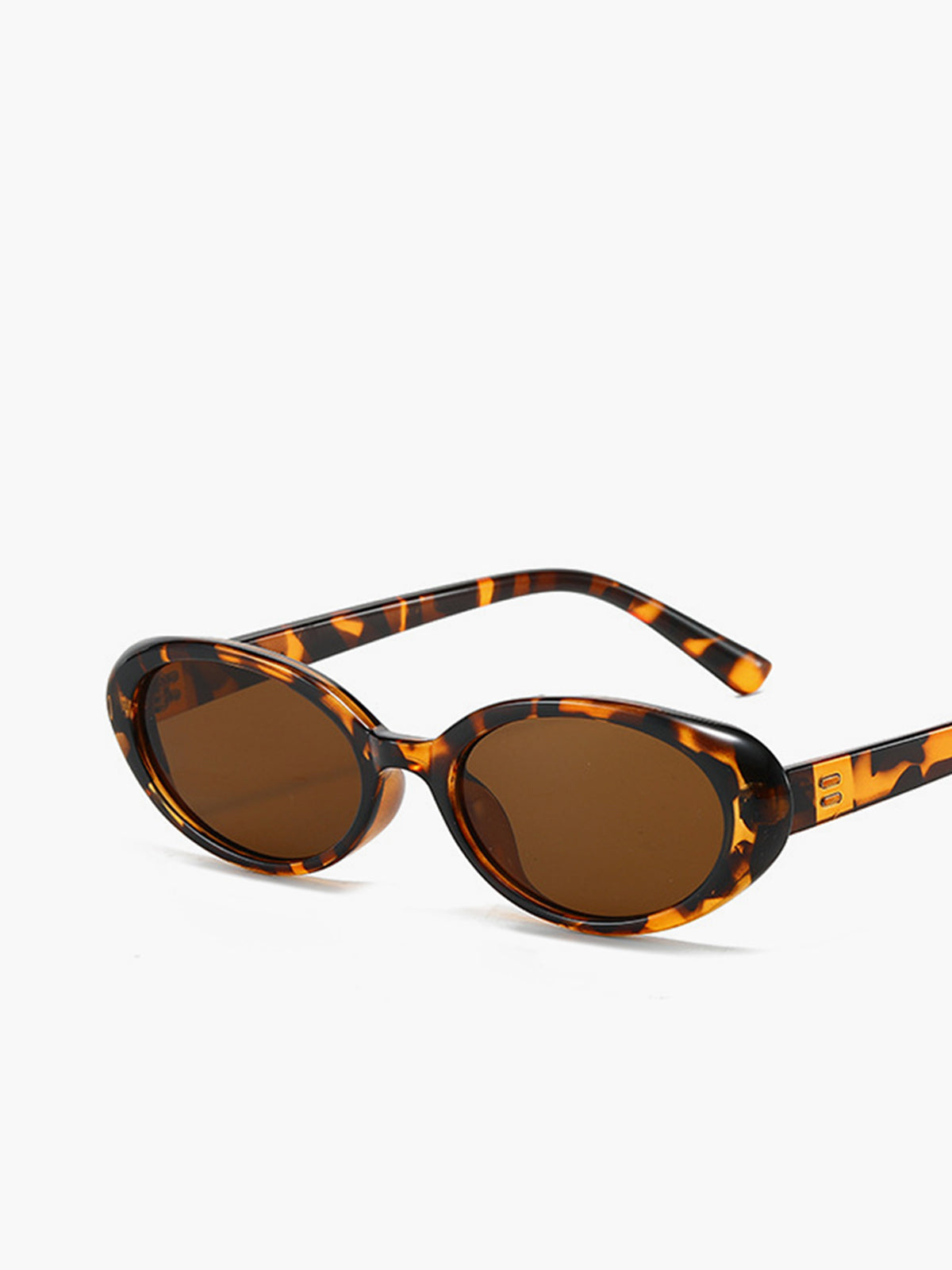 Küçük Oval Leopar Çerçeve Güneş Gözlüğü Shine Aura