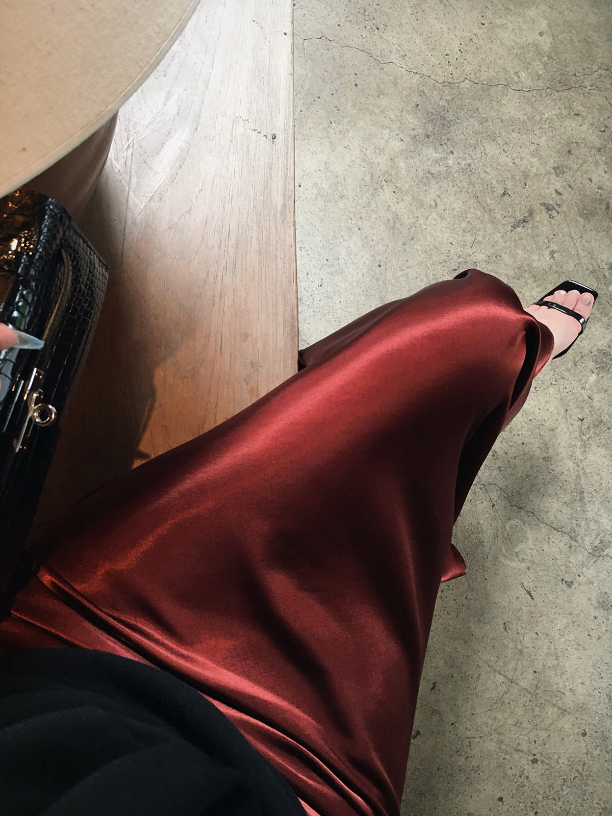 Krep Saten Maxi Etek Shine Aura
