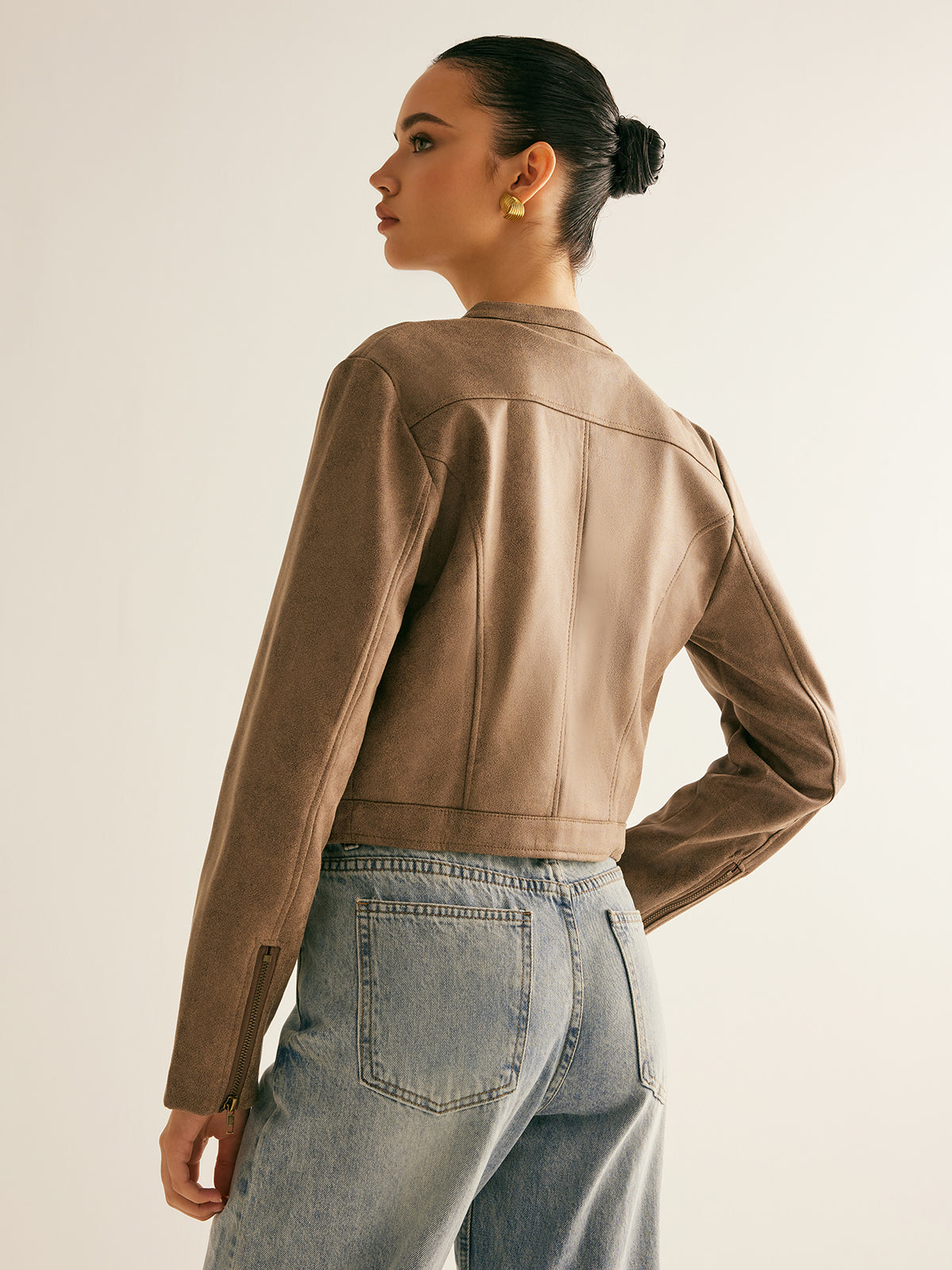 Boheme Düğmeli Yaka Fermuarlı Ceket Shine Aura