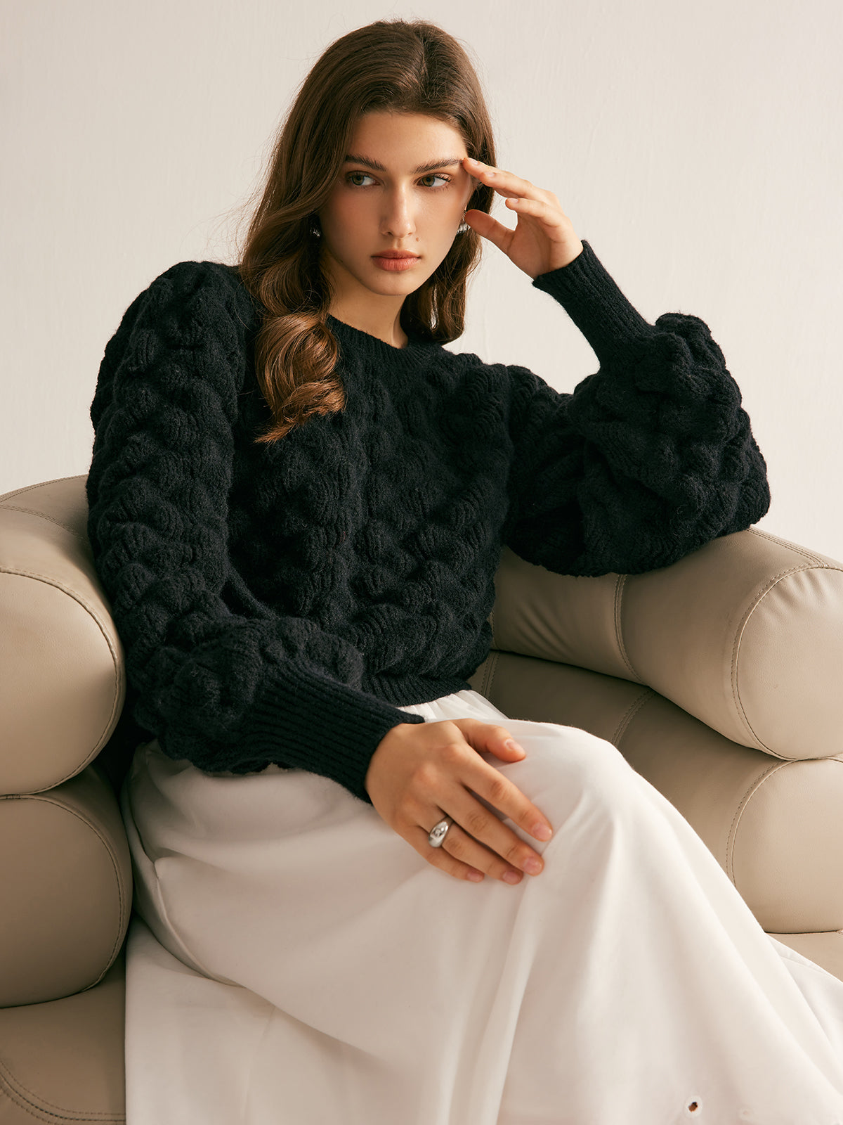 Crew Neck Cloud Sweater Shine Aura