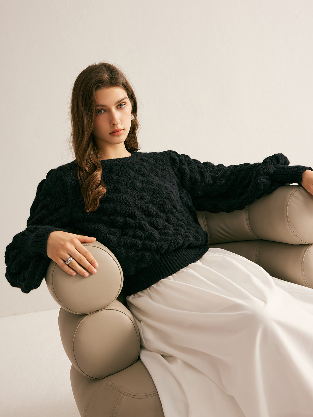Crew Neck Cloud Sweater Shine Aura