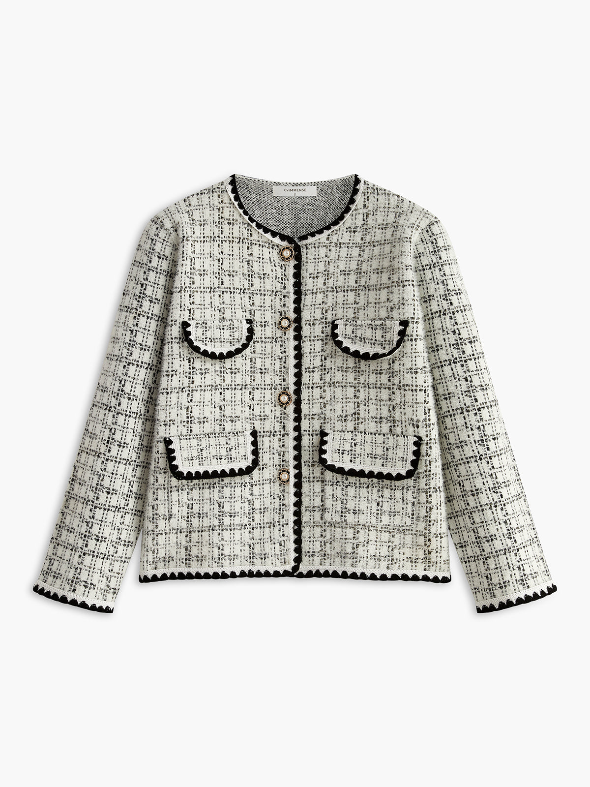 Şık Kareli Tweed Ceket Shine Aura