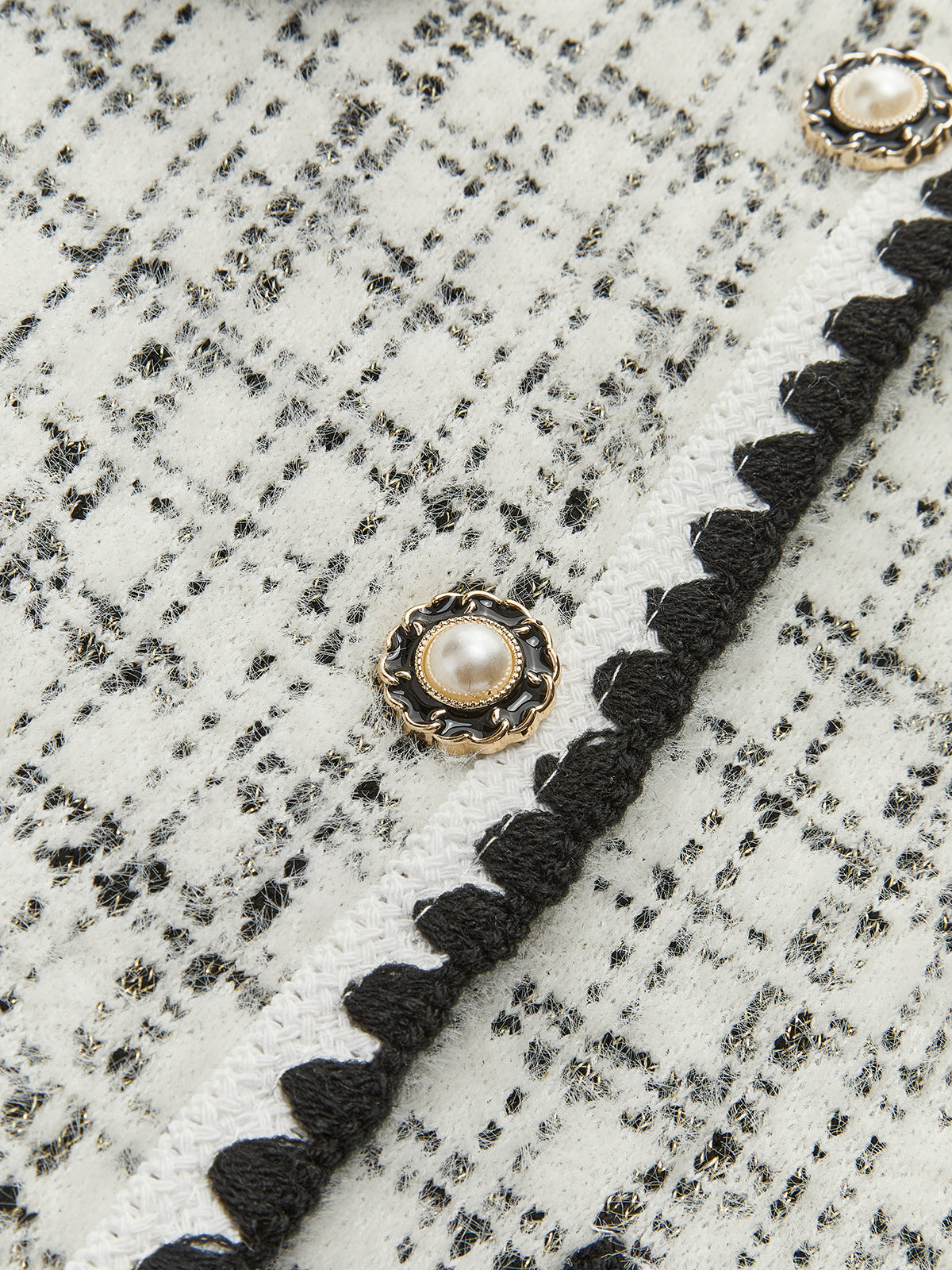 Şık Kareli Tweed Ceket Shine Aura