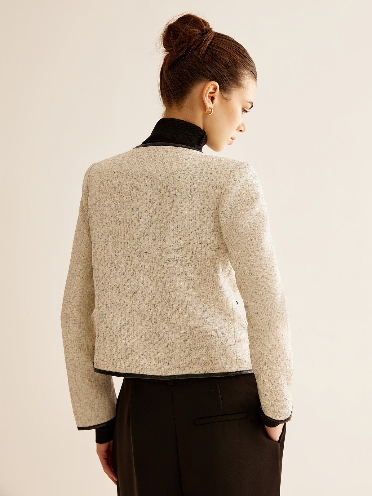 Şık Kontrast Kenar Blazer