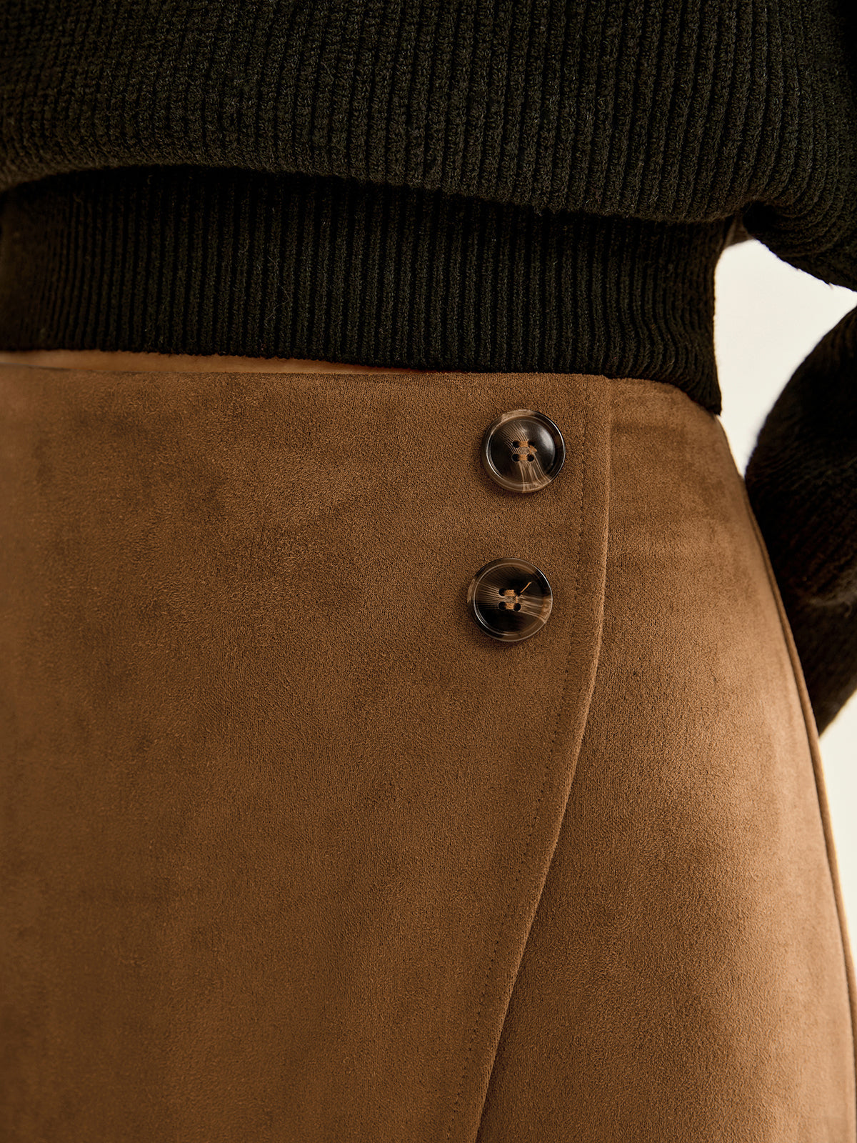 Suede Zipper Wrap Skirt Shine Aura