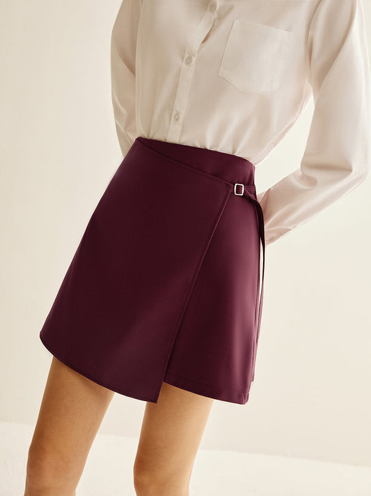 Burgundy Wrap Mini Skirt Shine Aura