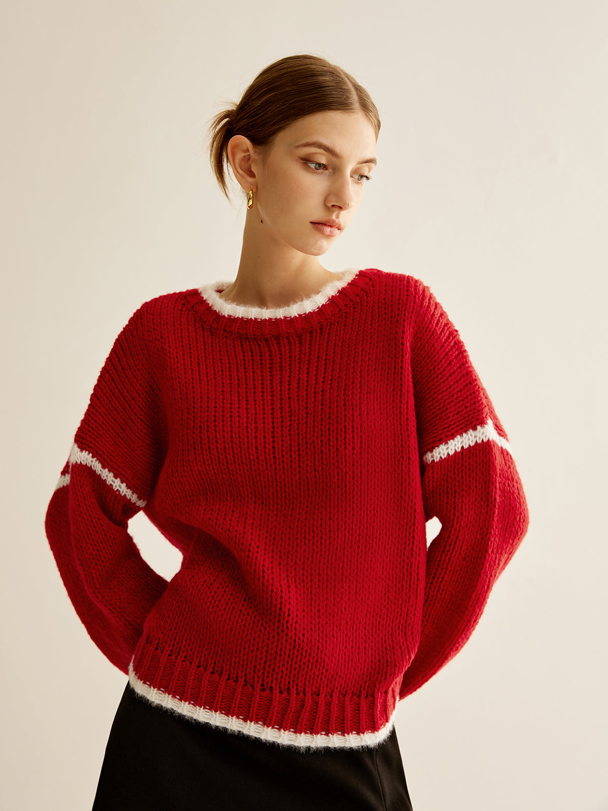 Kruvaze Yaka Kontrast Kenar Sweatshirt Shine Aura