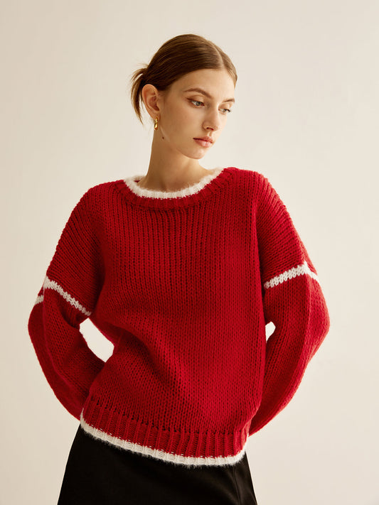 Kruvaze Yaka Kontrast Kenar Sweatshirt Shine Aura