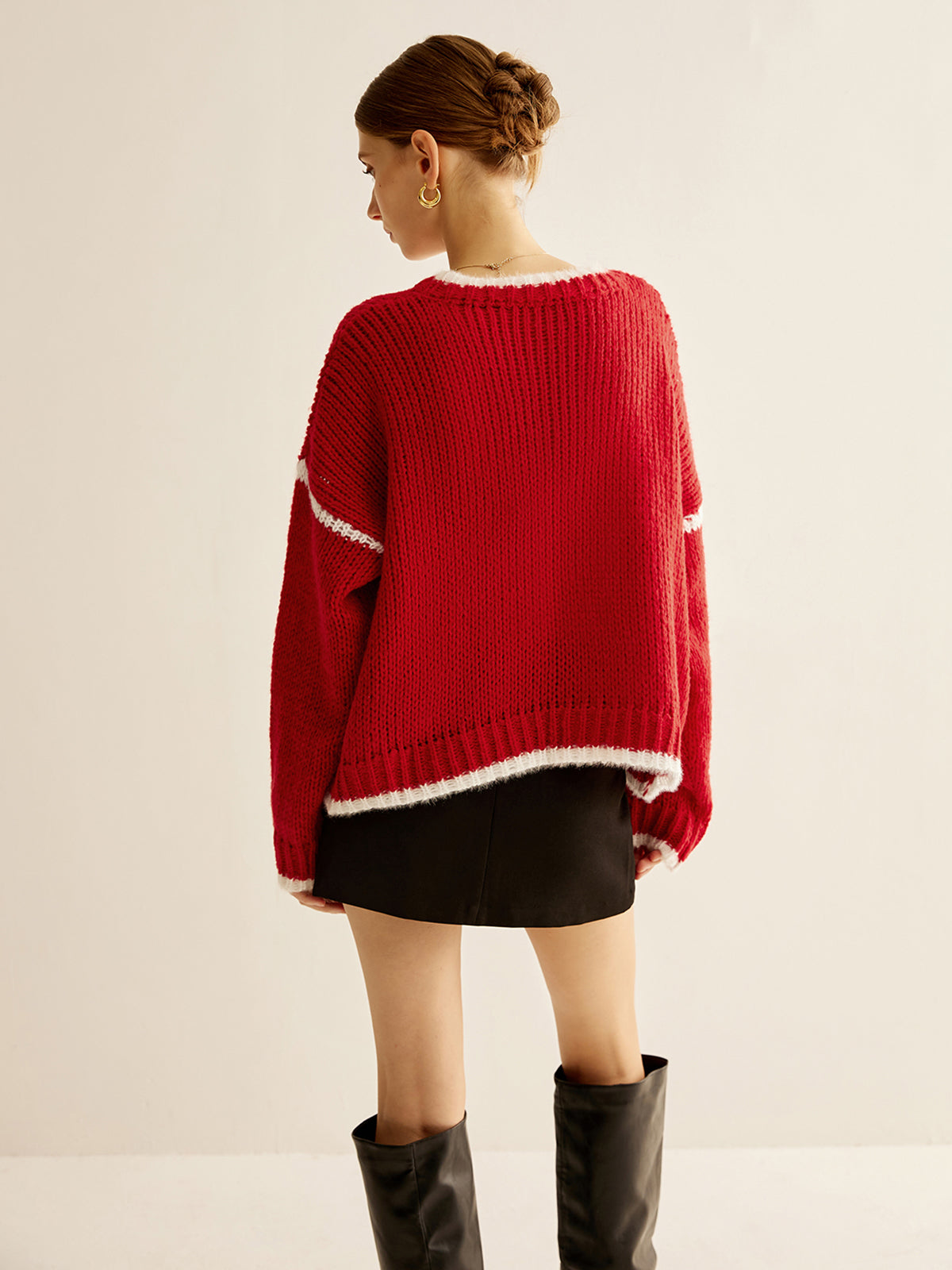 Kruvaze Yaka Kontrast Kenar Sweatshirt Shine Aura