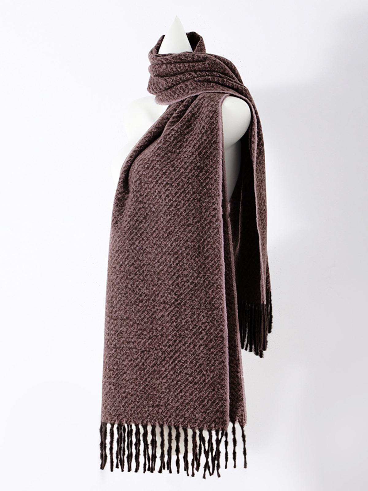 Utility Plain Tassel Scarf Shine Aura