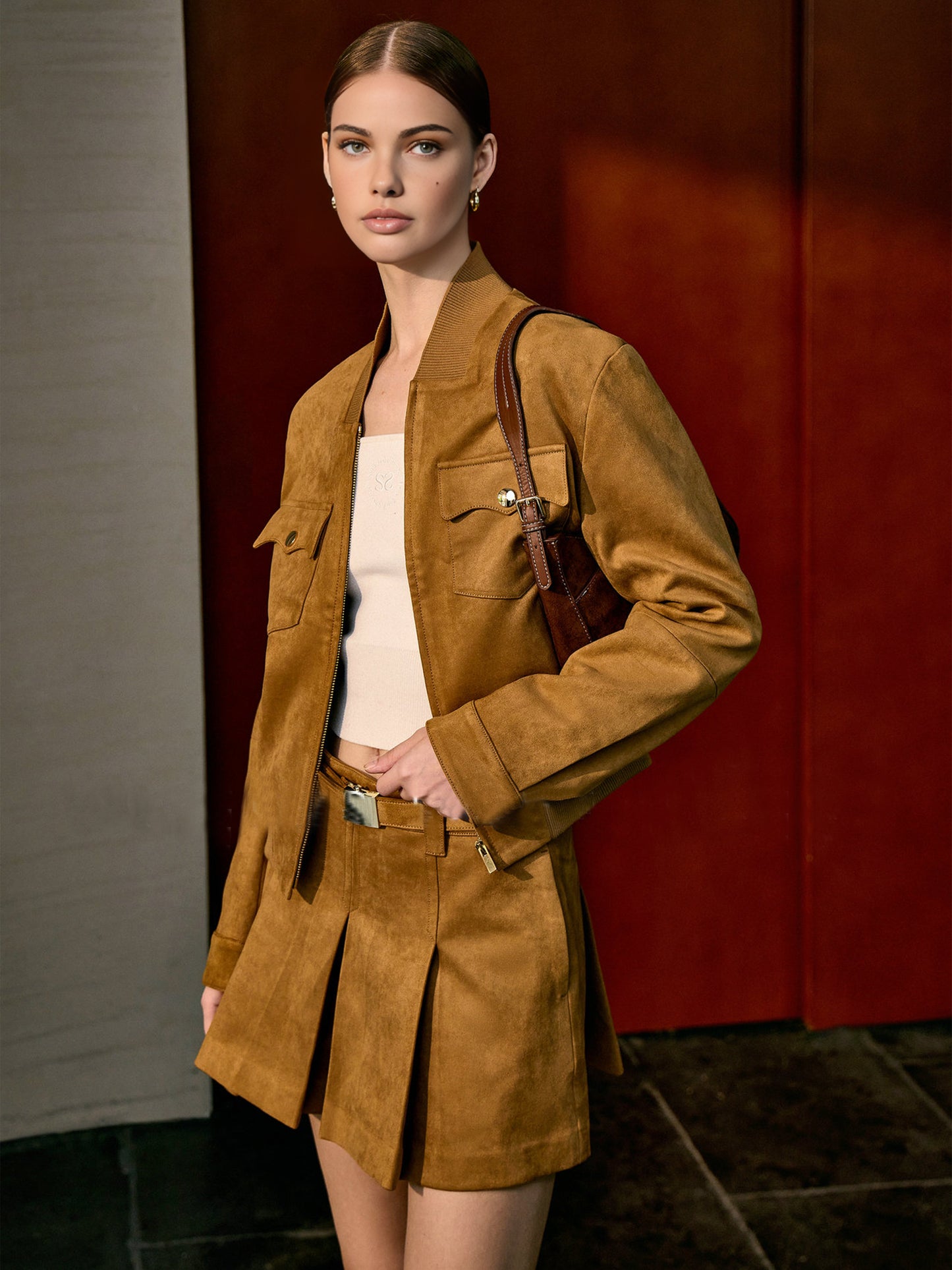 Suede Zipper Jacket Shine Aura