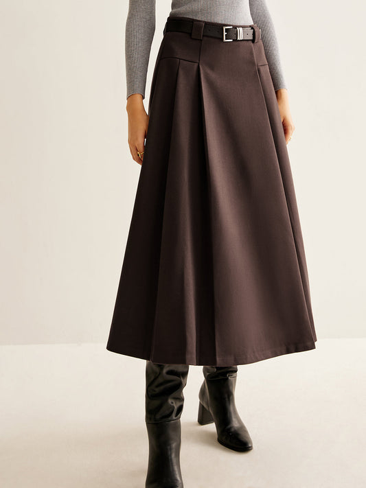 Utility Pleated Belted Skirt Shine Aura