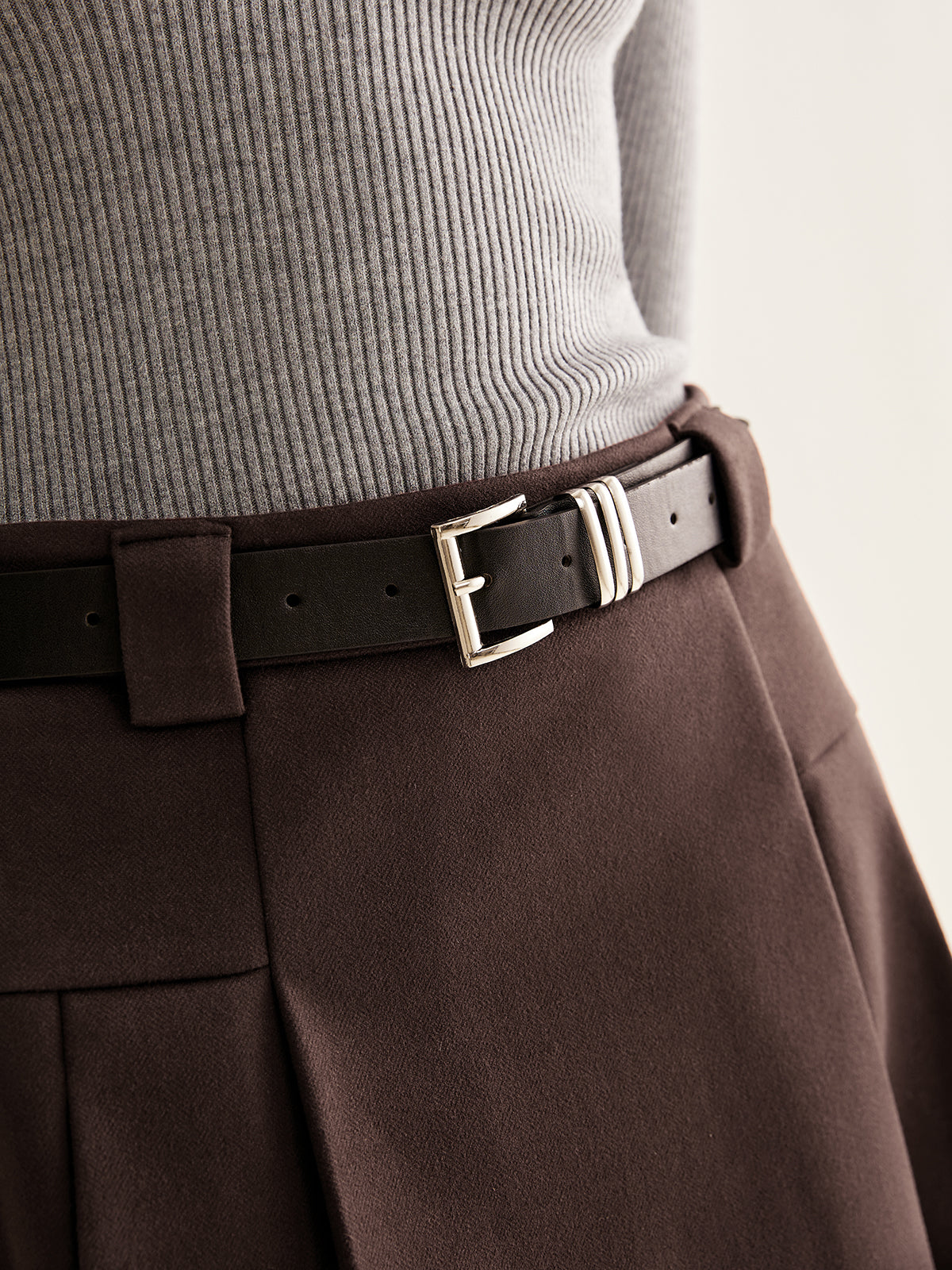 Utility Pleated Belted Skirt Shine Aura