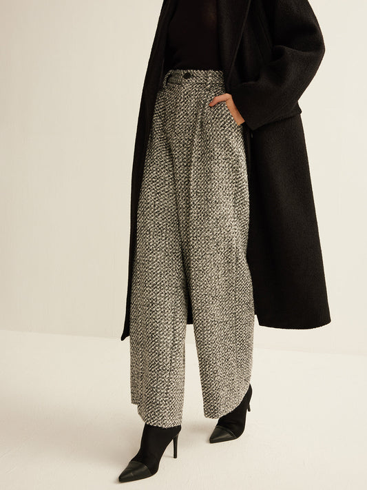 Wool-Blend Tweed Pants Shine Aura