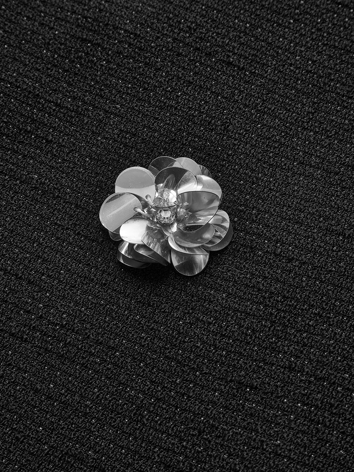 Tweed Çiçekli Boncuklu Fermuarlı Etek Shine Aura