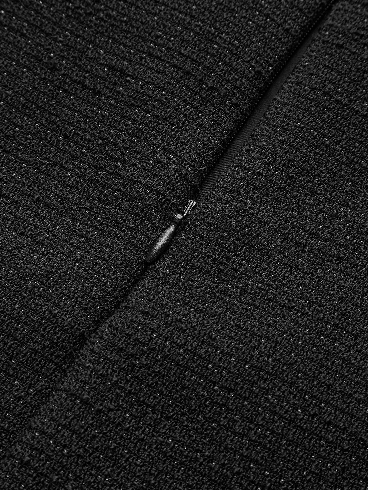 Tweed Çiçekli Boncuklu Fermuarlı Etek Shine Aura