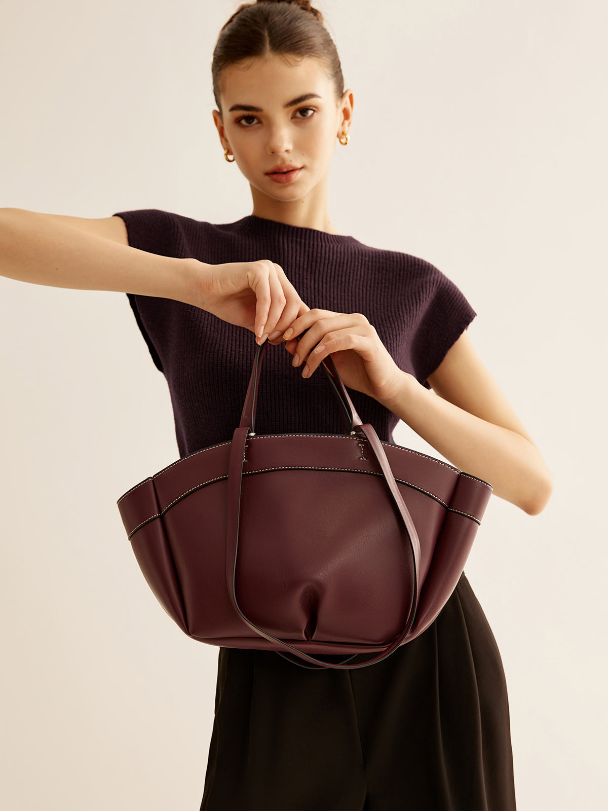 Large Capacity Top Handle Basket Bag Shine Aura