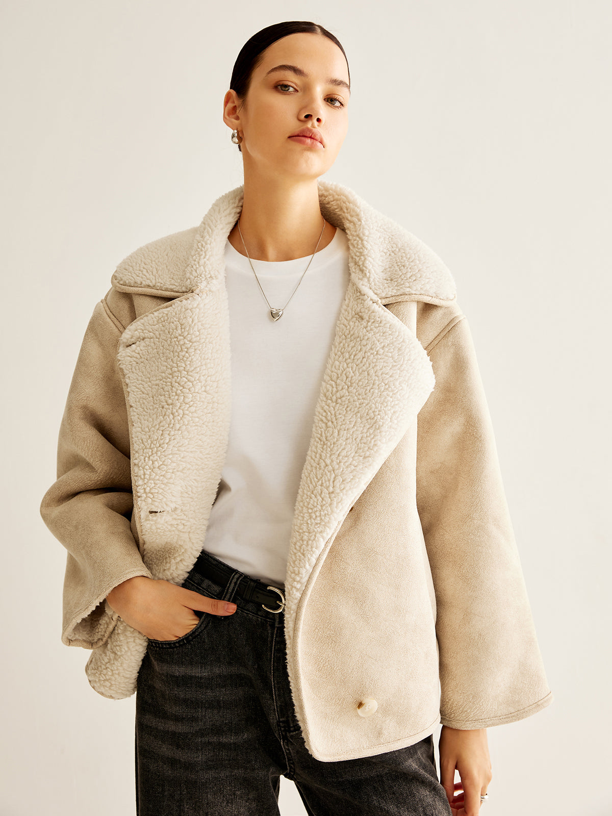 Kaşmir Karışımlı Düğmeli Polar Ceket Shine Aura