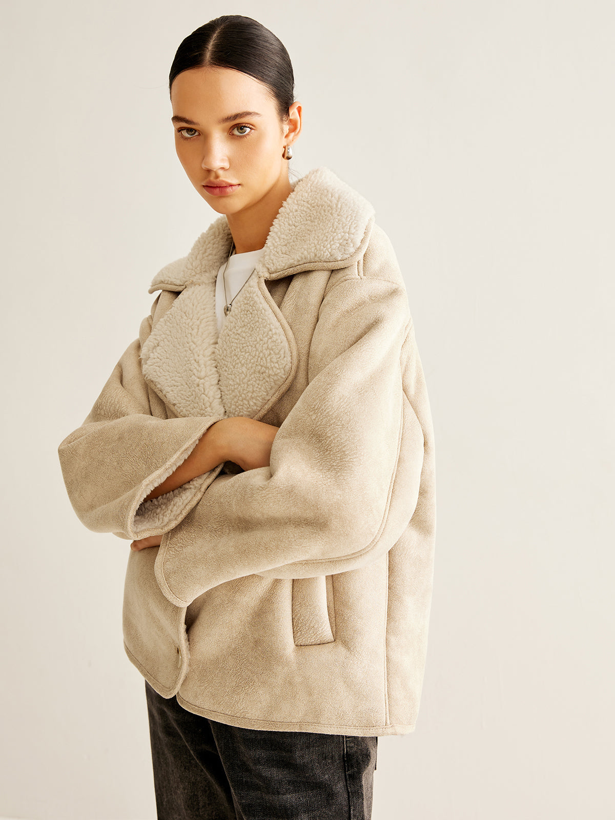 Kaşmir Karışımlı Düğmeli Polar Ceket Shine Aura