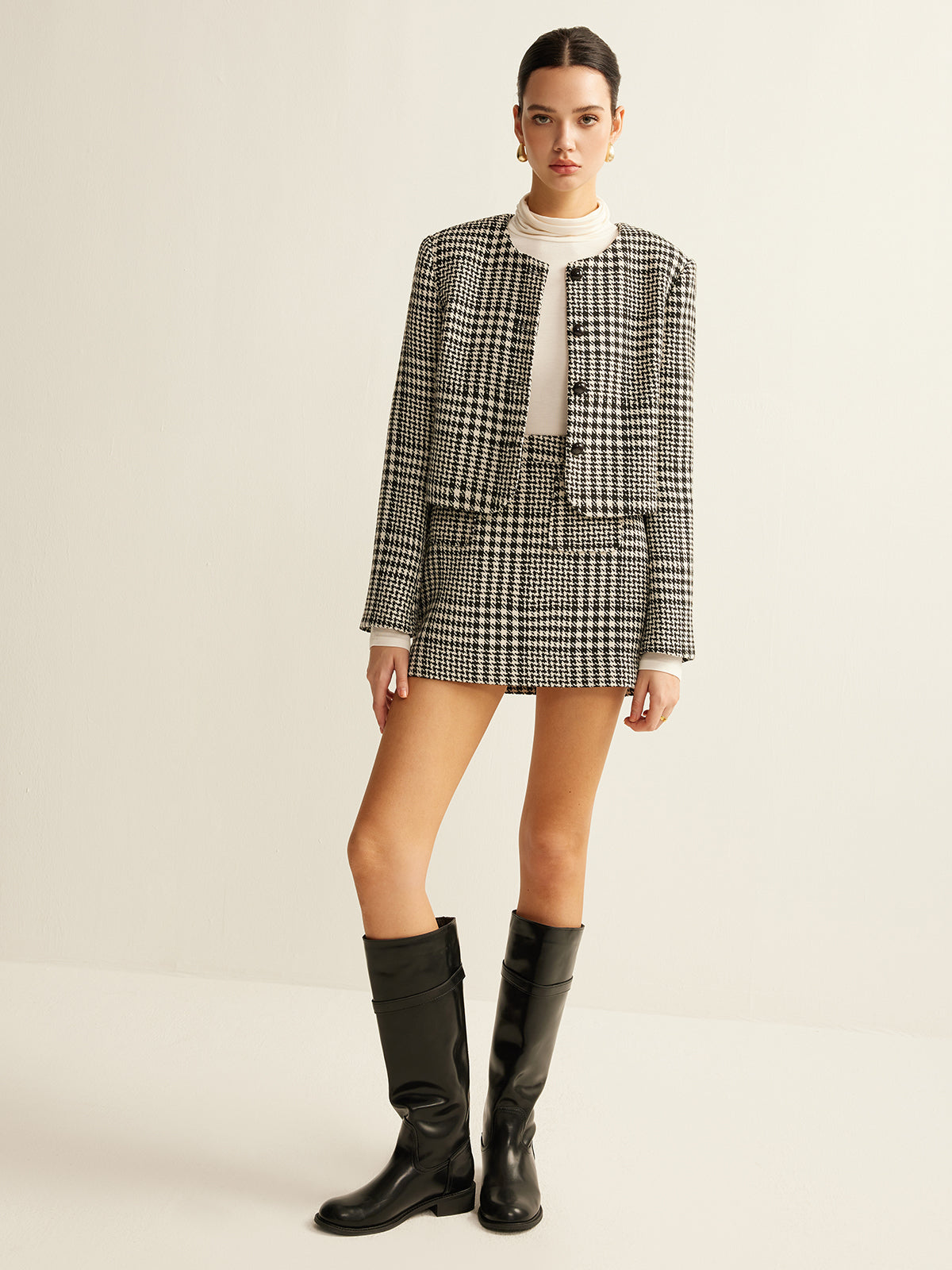 Yün Karışımlı Ekoseli Blazer Shine Aura