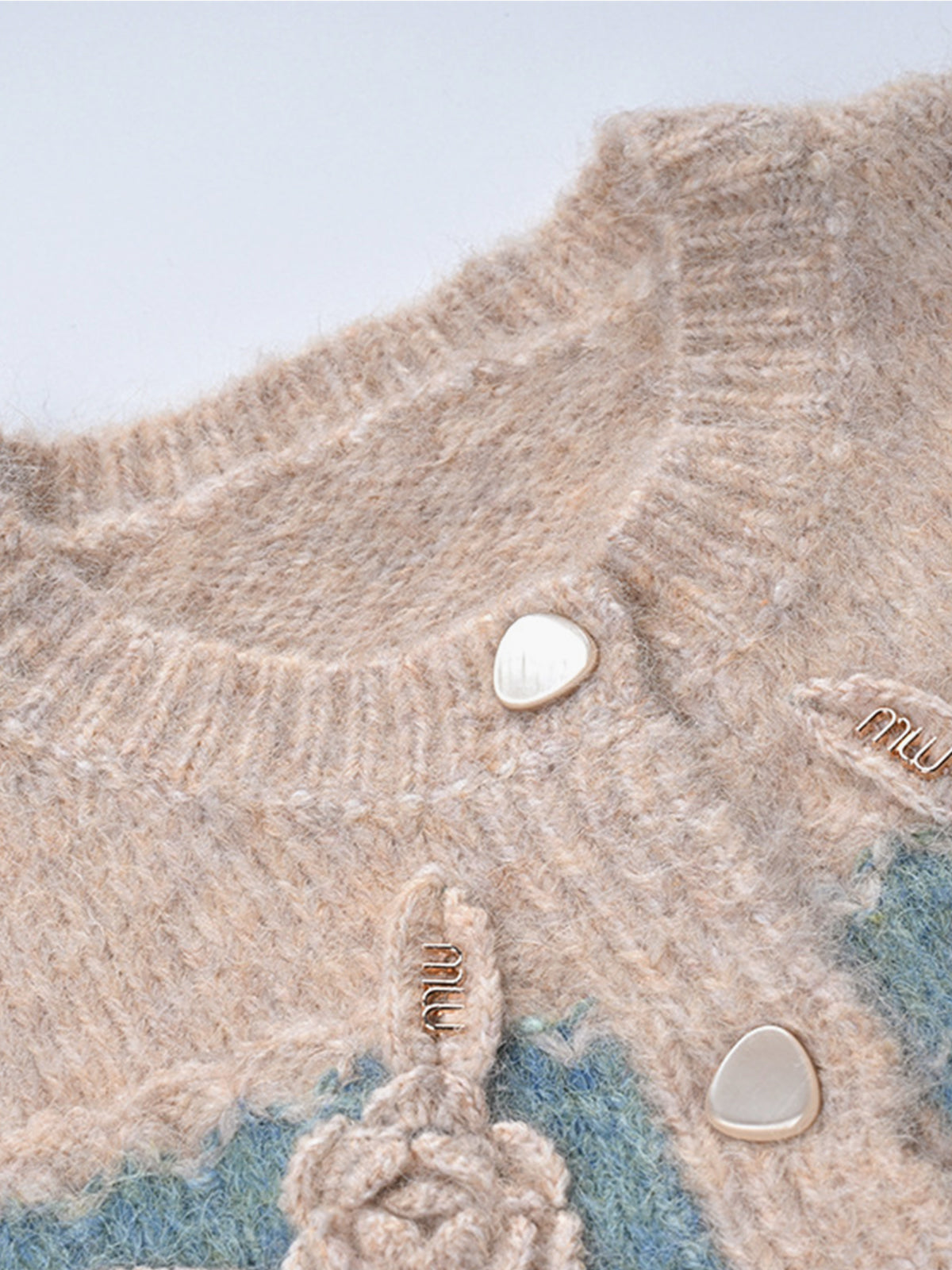 Kroşe Çiçekli Renk Bloklu Kaban Shine Aura