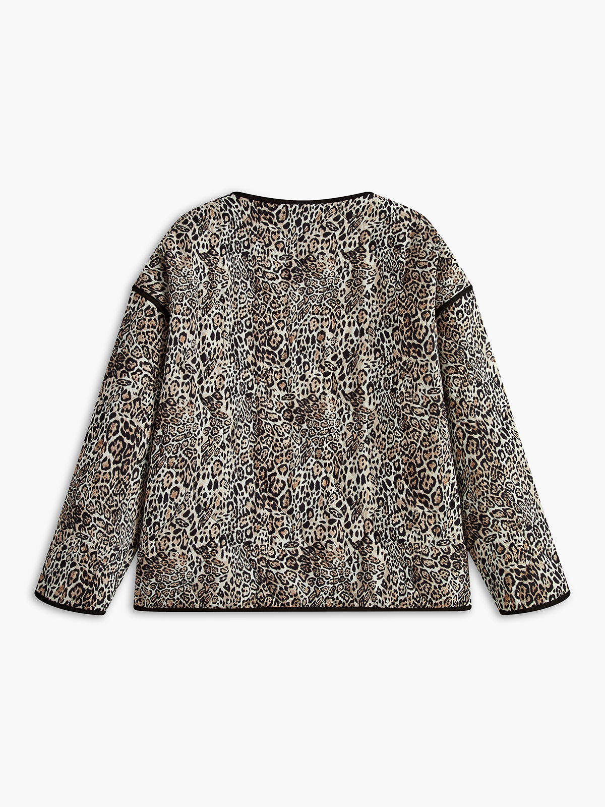 Kontrast Süslemeli Leopar Desenli Kış Kabanı Shine Aura