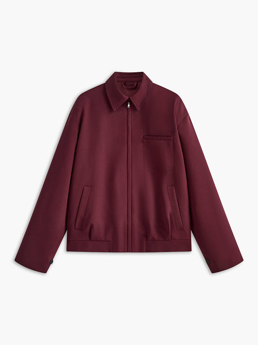 Vintage Lapel Zipper Jacket Shine Aura