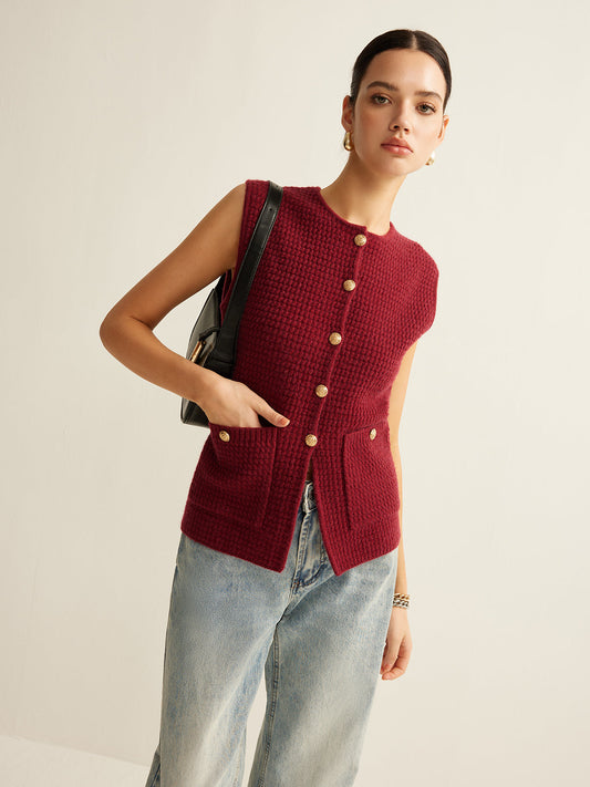 Button Down Cozy Sweater Vest Shine Aura