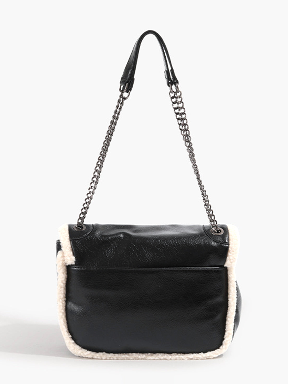 Flap Textured Fleece Shoulder Bag Shine Aura