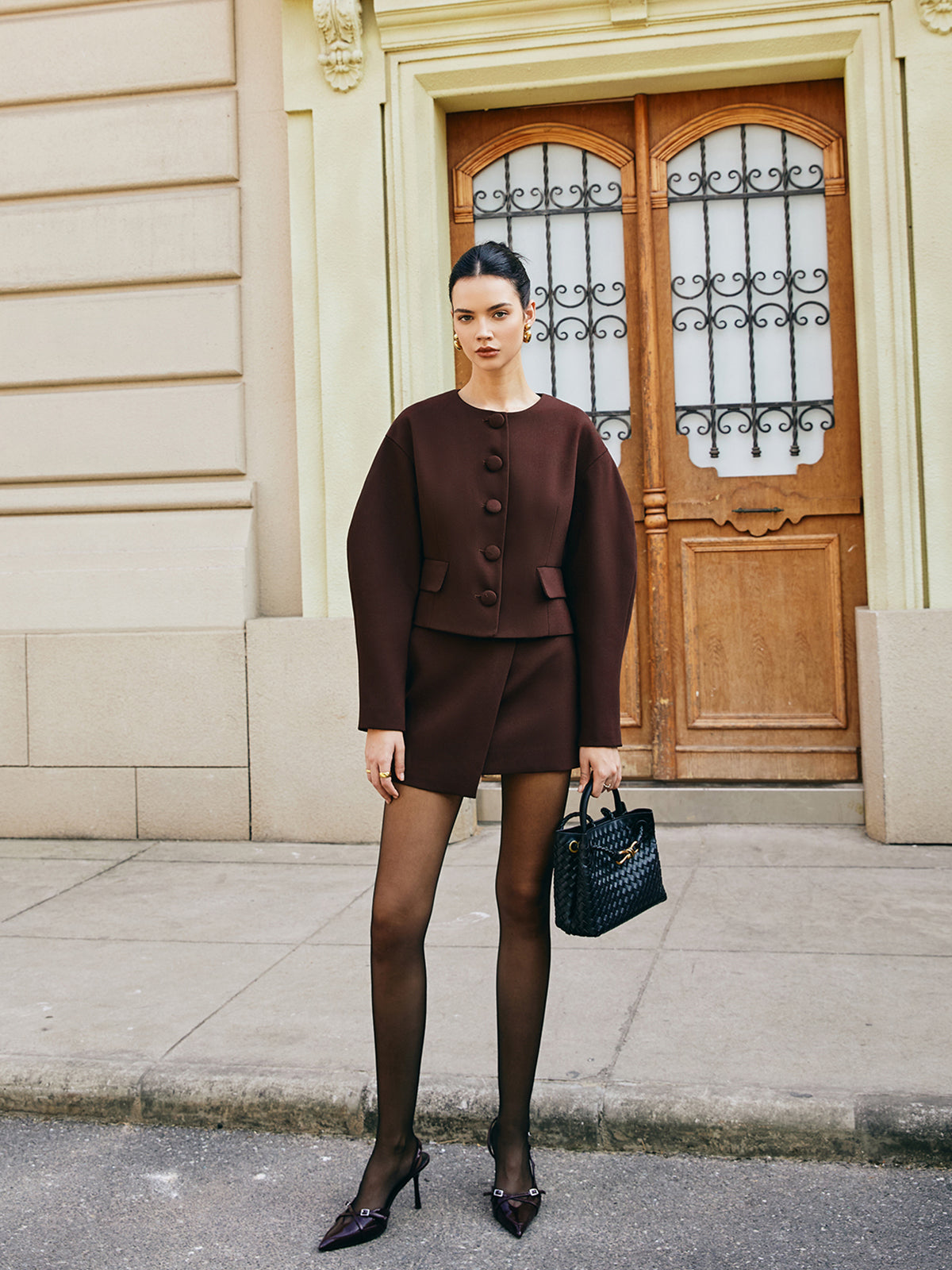 Retro Balon Kol Kısa Ceket Shine Aura