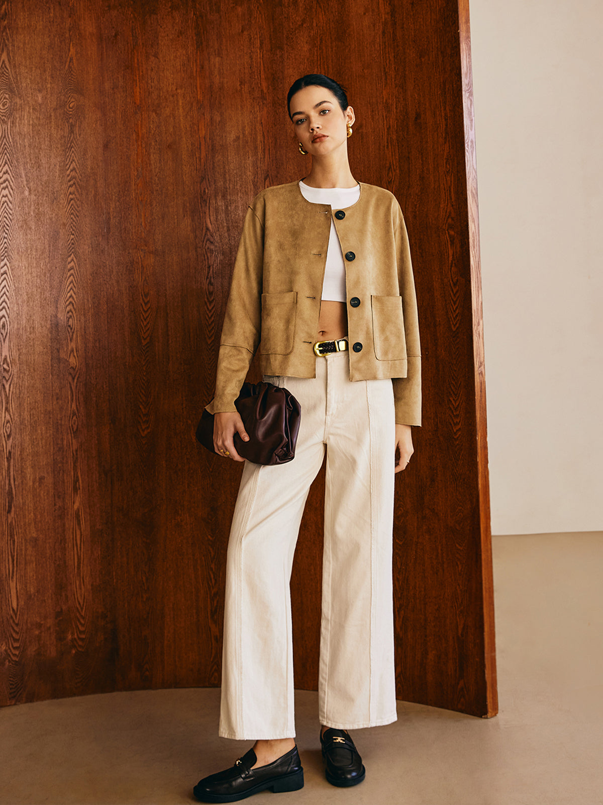 Büyük Cepli Süet Ceket Shine Aura