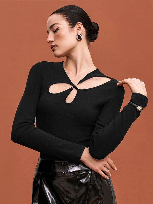 Kesik Detaylı Dar Kesim Bodysuit Shine Aura