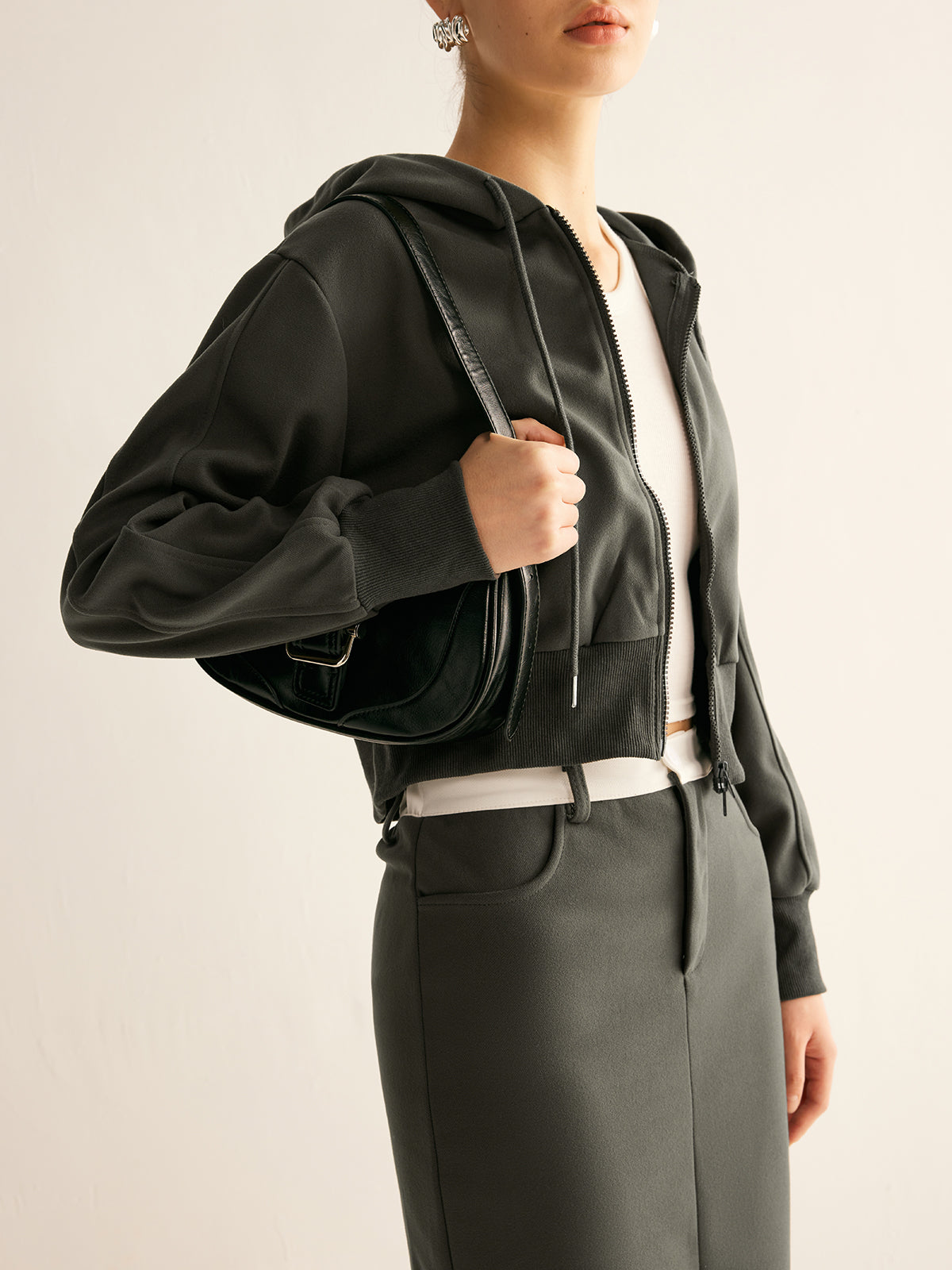 Spor Şıklığı İki Yönlü Fermuarlı Kapüşonlu Ceket Shine Aura