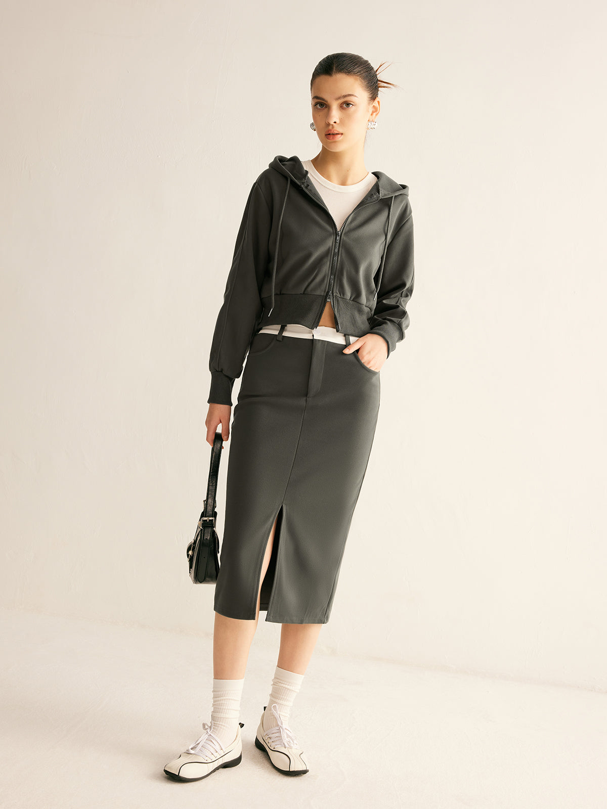 Spor Şıklığı İki Yönlü Fermuarlı Kapüşonlu Ceket Shine Aura