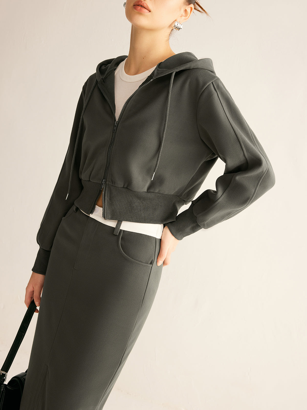 Spor Şıklığı İki Yönlü Fermuarlı Kapüşonlu Ceket Shine Aura