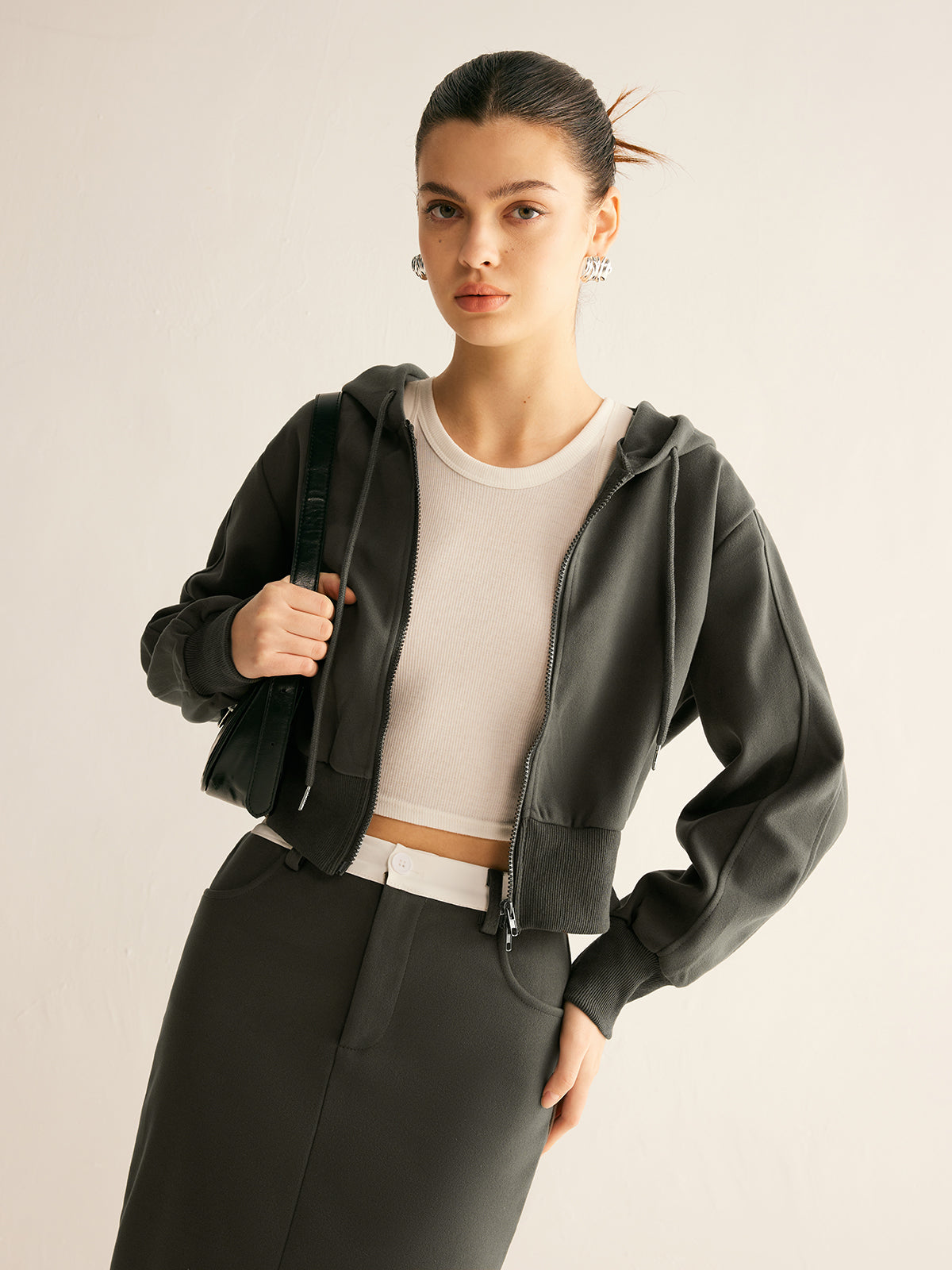 Spor Şıklığı İki Yönlü Fermuarlı Kapüşonlu Ceket Shine Aura