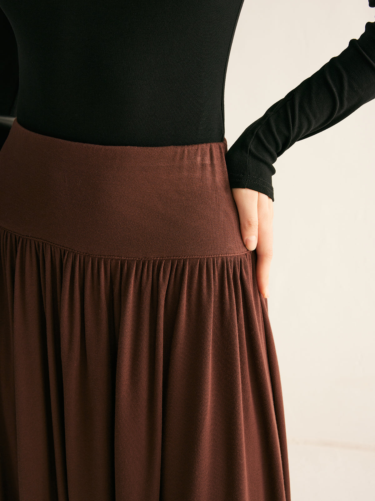Pleated Jersey Midi Skirt Shine Aura