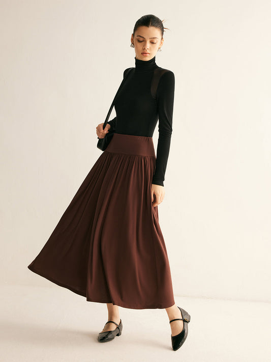 Pleated Jersey Midi Skirt Shine Aura