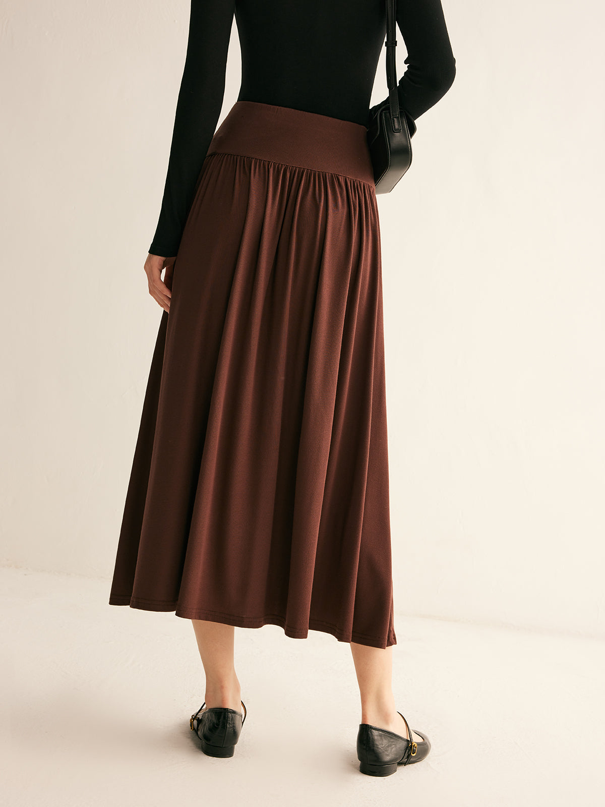 Pleated Jersey Midi Skirt Shine Aura
