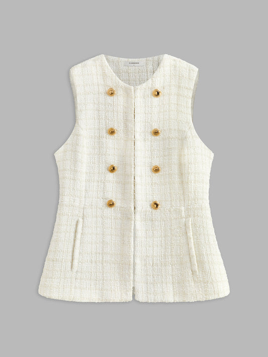 Şık Crew Neck Tweed Atlet Shine Aura