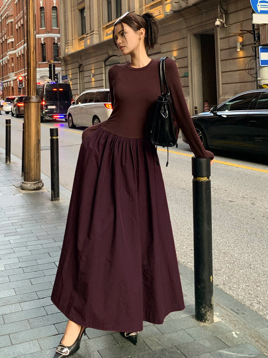 Sade Uzun Kollu Plise Elbise Shine Aura