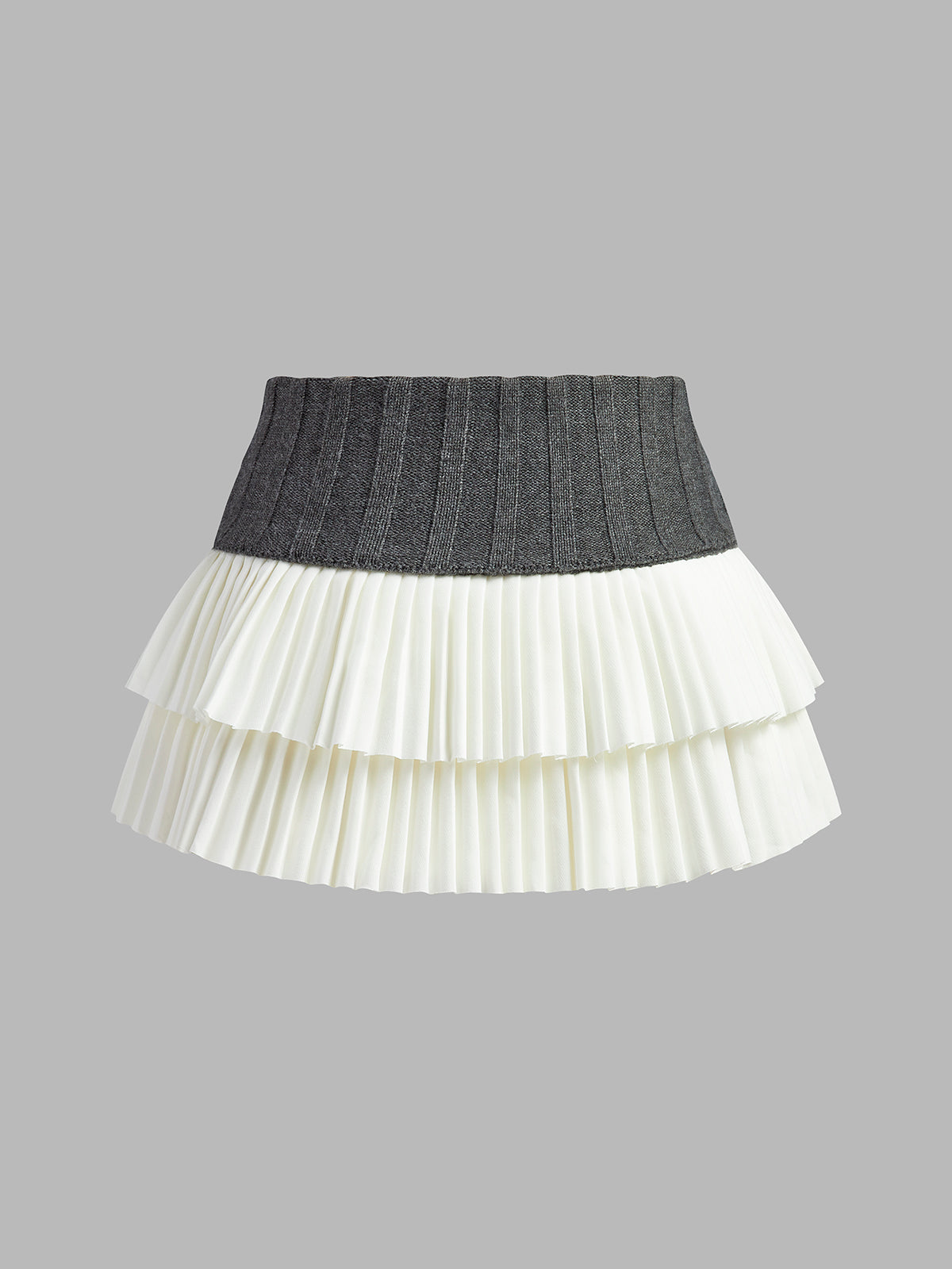 İki Renkli Plise Mini Etek Shine Aura