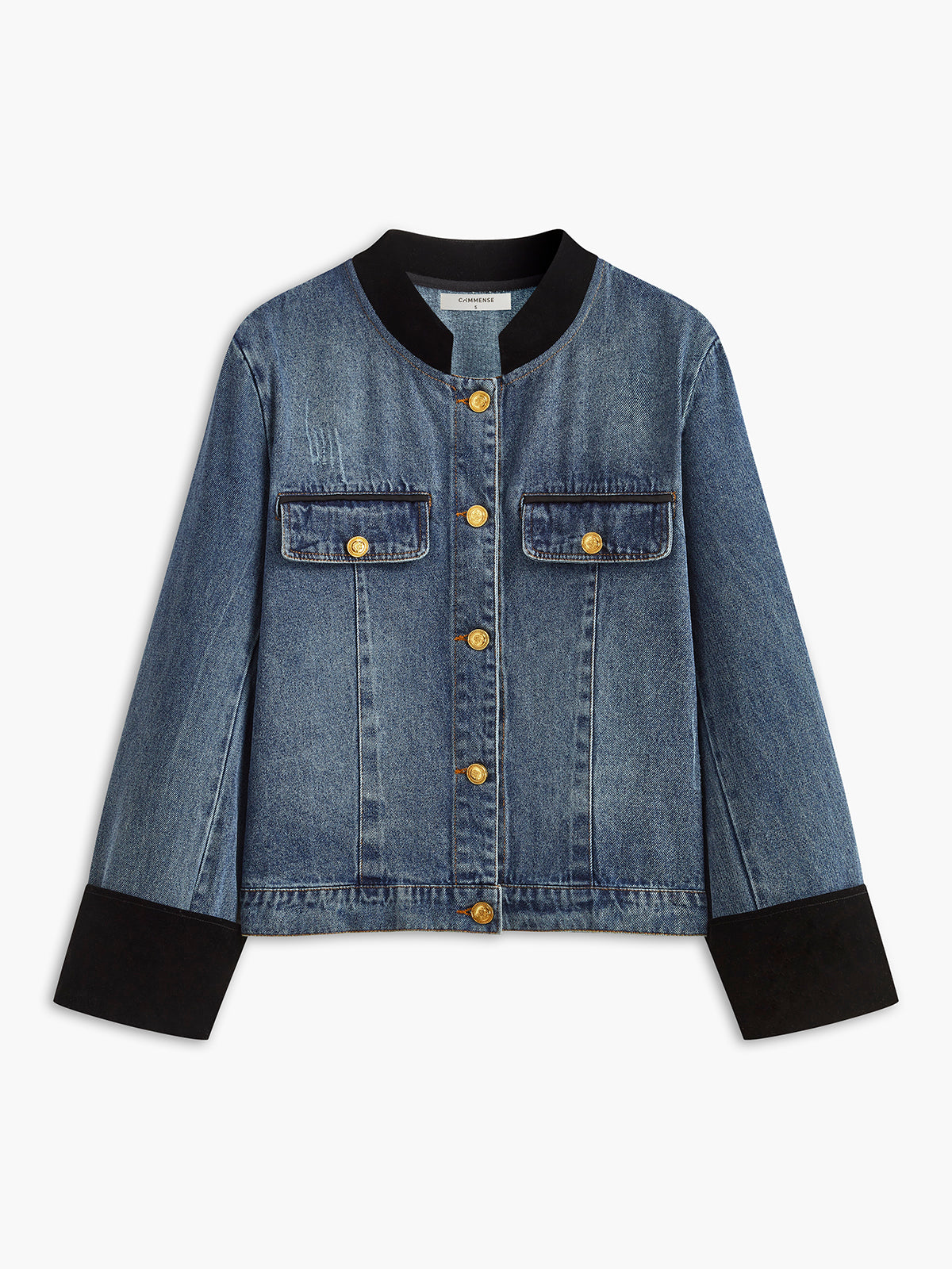 Kadife Panelli Denim Ceket Shine Aura