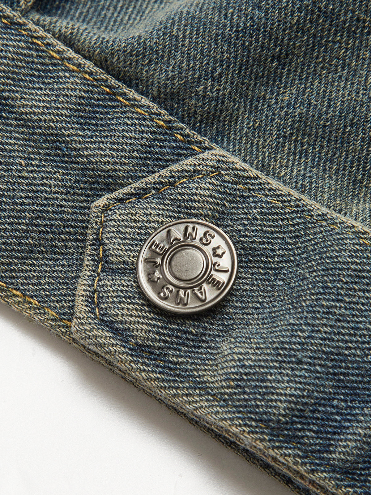 Vintage Contrast Trim Lapel Denim Jacket Shine Aura