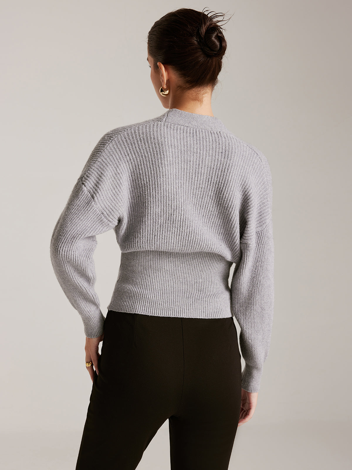 Criss Cross Button Cinched Sweater Shine Aura