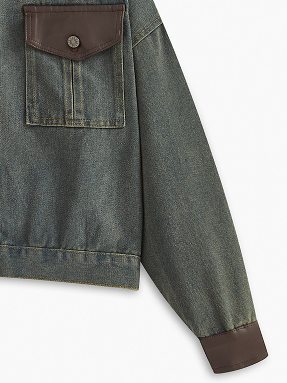 Vintage Contrast Trim Lapel Denim Jacket Shine Aura
