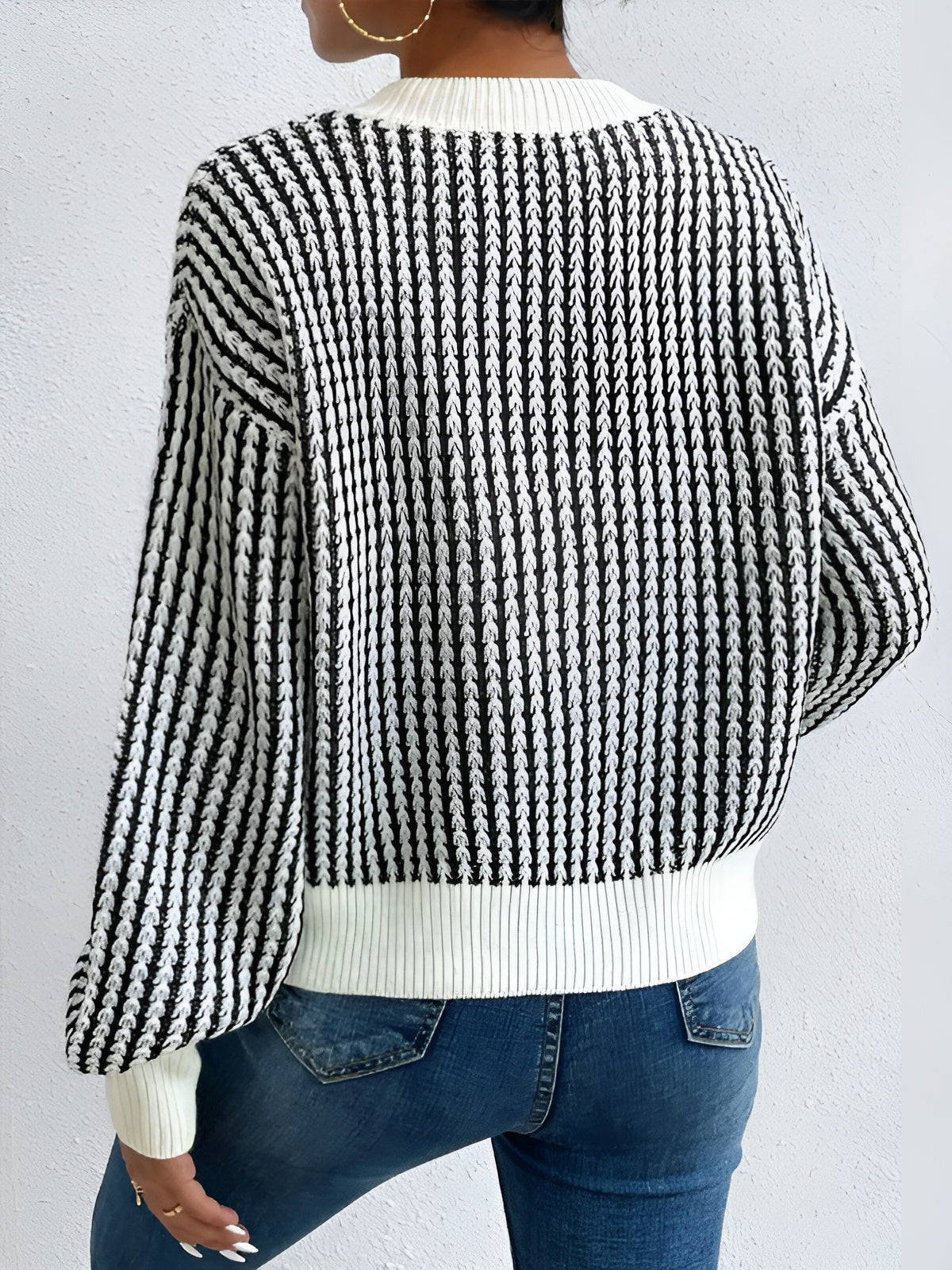 Color Block Striped Knit Top Shine Aura