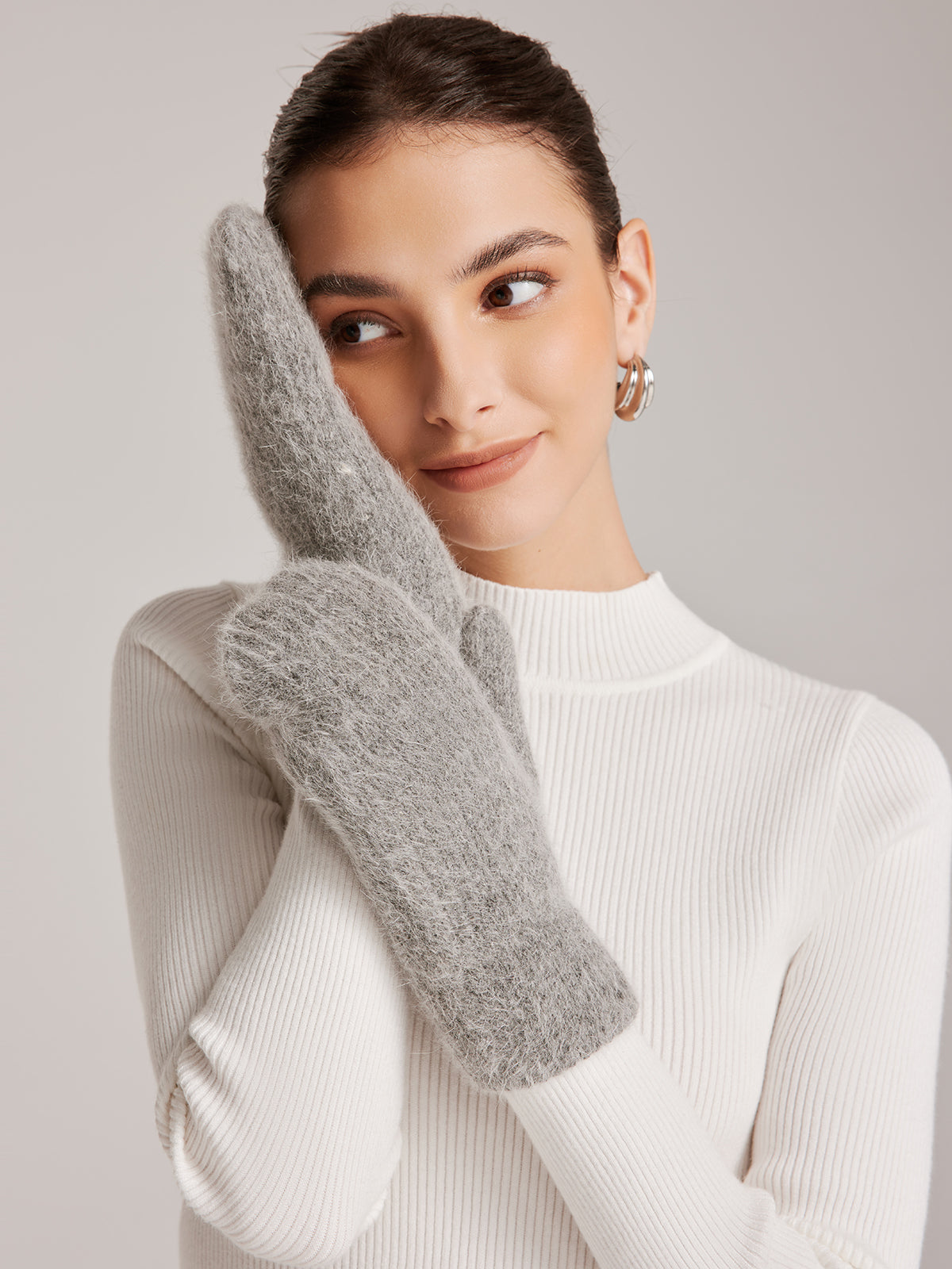 Plush Warm Rabbit Fur Gloves Shine Aura
