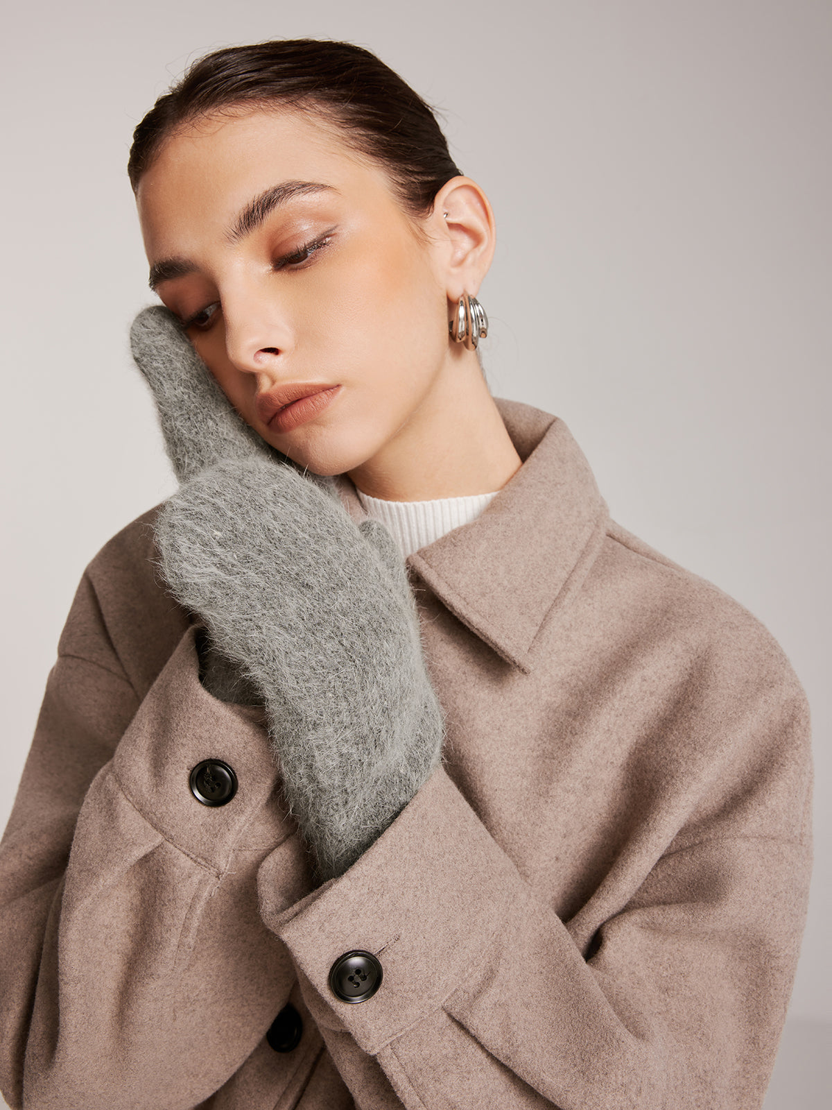 Plush Warm Rabbit Fur Gloves Shine Aura