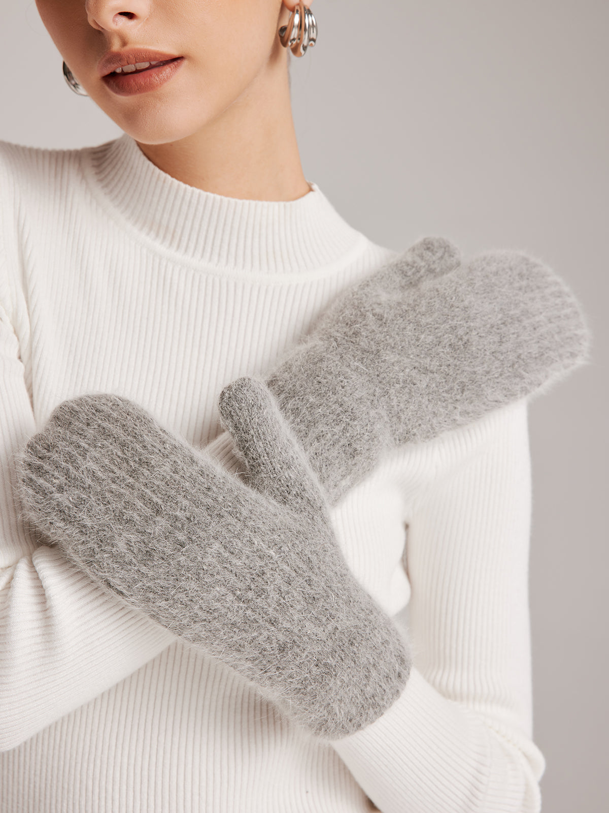 Plush Warm Rabbit Fur Gloves Shine Aura